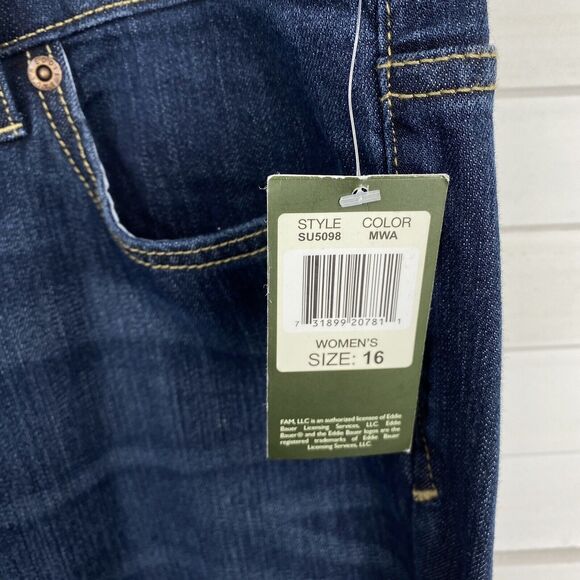 New Eddie Bauer Straight Leg Jeans Dark Wash Mid Rise Pants Womens Size 16 - Picture 8 of 10